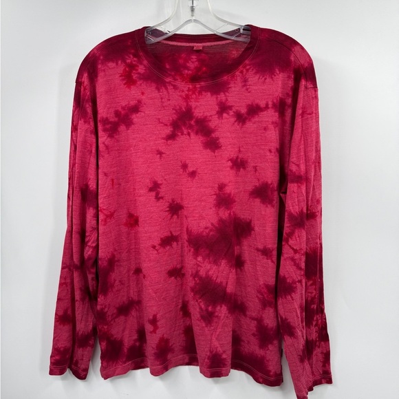 Lululemon The Fundamental Tie Dye T Shirt Mens Small Red Long Sleeve Crew Neck - Picture 1 of 6